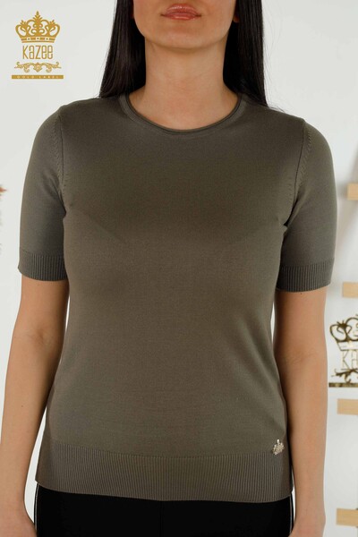 Großhandel Damen Strickpullover - Amerikanisches Modell - Khaki - 15943 | KAZEE - Thumbnail