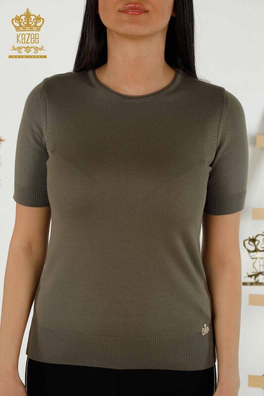 Großhandel Damen Strickpullover - Amerikanisches Modell - Khaki - 15943 | KAZEE