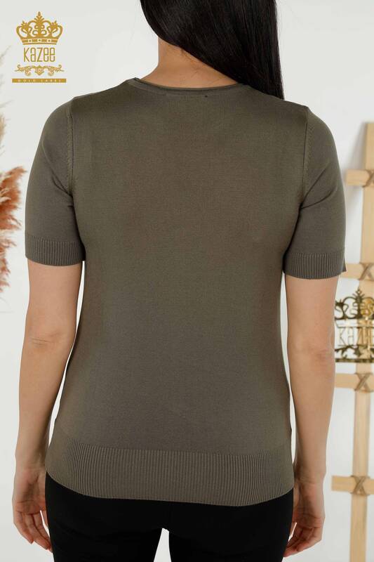 Großhandel Damen Strickpullover - Amerikanisches Modell - Khaki - 15943 | KAZEE