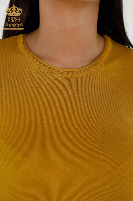 Großhandel Damen Strickpullover - Amerikanisches Modell - Saffron - 15943 | KAZEE