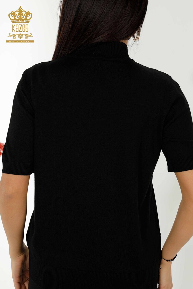 Großhandel Damen Strickpullover Amerikanisches Modell Schwarz - 16639 | KAZEE - 5