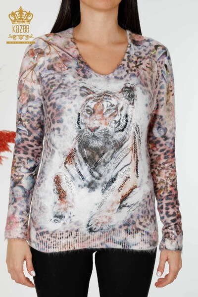 Großhandel Damen Pullover Angora Tiger Muster Nerz-18989 / KAZEE - Thumbnail