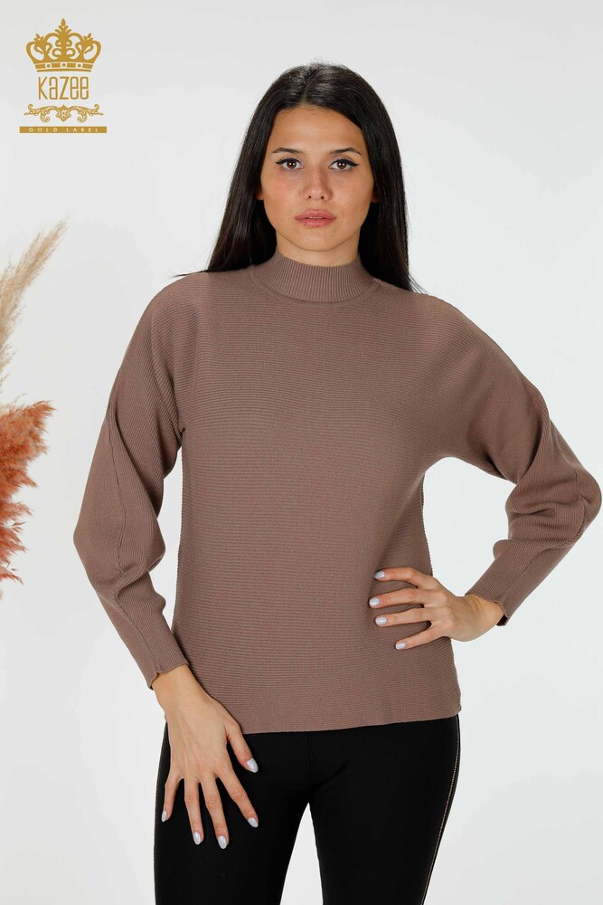 Großhandel Damen Pullover - Ballonärmel - Nerz - 15669 | KAZEE - 1