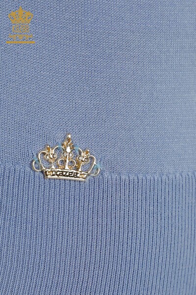 Großhandel Damen Strickpullover Basic Logo Blau - 30181 | KAZEE - 5