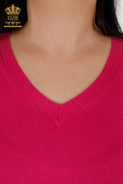 Großhandel Damen pullover Basic Logo Fuchsia - 30181 | KAZEE - Thumbnail