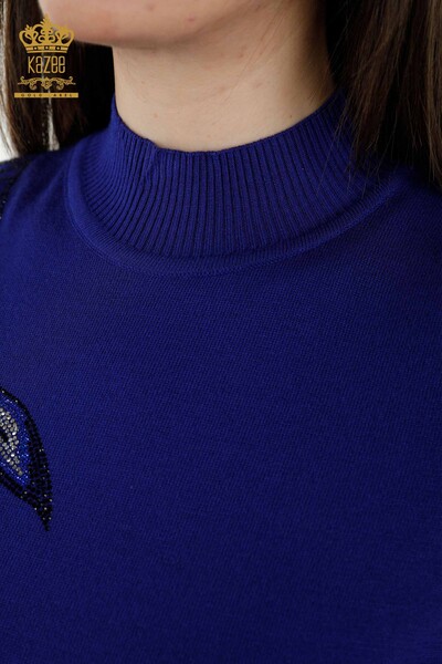 Großhandel Damen Pullover - Blatt muster - Saks - 16716 | KAZEE - Thumbnail