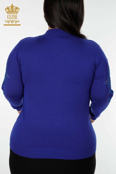 Großhandel Damen Strickpullover Rose gemustert Saks - 16832 | KAZEE - 7