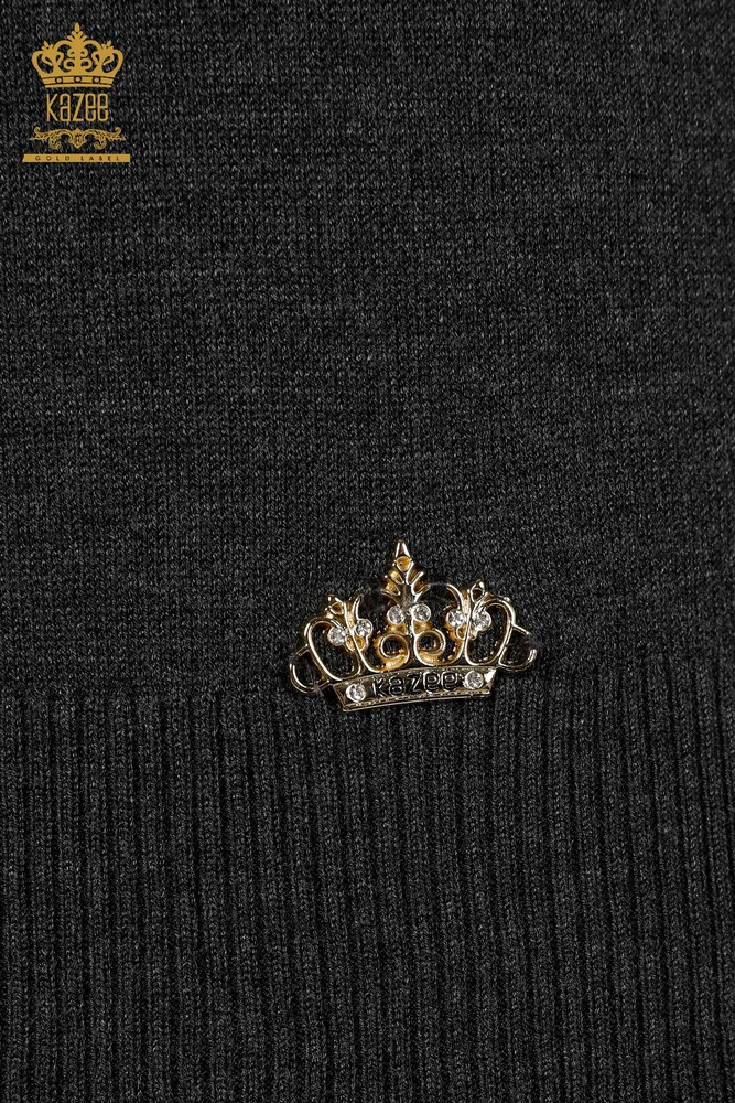 Großhandel Damen Strick Pullover Hoher Kragen Viskose Smoked - 16168 | KAZEE - 5