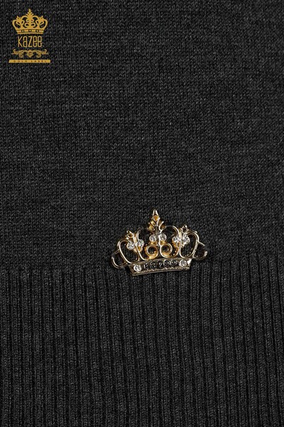 Großhandel Damen Strick Pullover Hoher Kragen Viskose Smoked - 16168 | KAZEE - 5