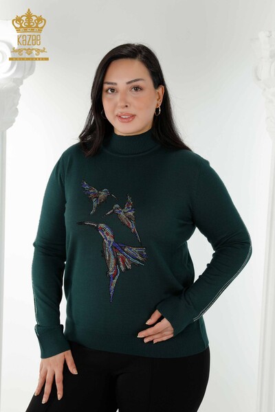 Großhandel Damen Strickwaren Pullover Vogel Gemustert Nefti - 16459 | KAZEE - 1