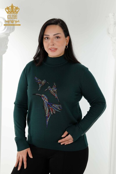 Großhandel Damen Strickwaren Pullover Vogel Gemustert Nefti - 16459 | KAZEE - Thumbnail