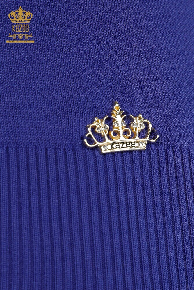 Großhandel Damen Strickpullover Hoher Kragen Viskose Violett - 16168 | KAZEE - 6