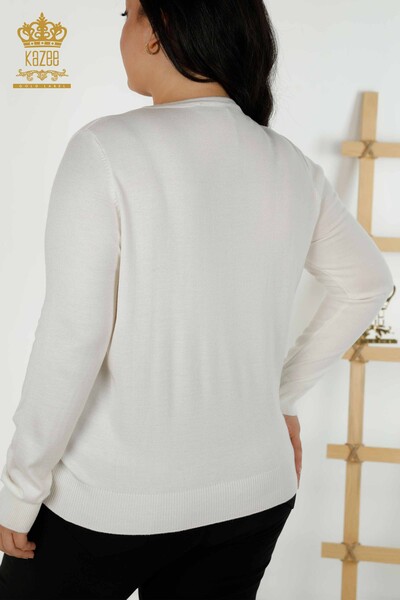 Großhandel Damen-Strickpullover mit Stone-Stickerei, Ecru – 16728 | KAZEE - 7