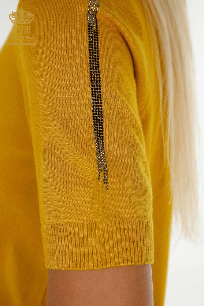 Großhandel Damen-Strickpullover - Stein bestickt - Safran - 30491 | KAZEE - 7