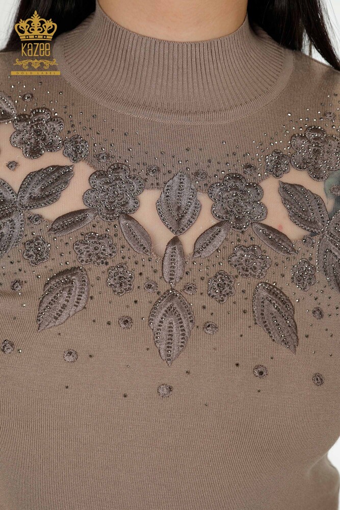 Großhandel Damen Strick Pullover Tüll Detaillierter Nerz - 30123 | KAZEE - 3