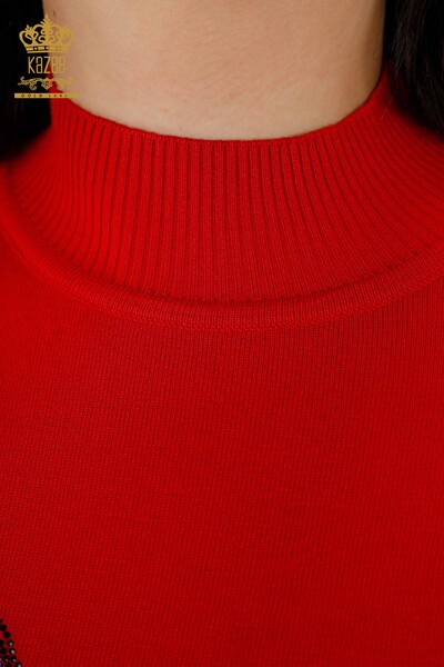 Großhandel Damen pullover Vogel muster Rot - 16459 | KAZEE - Thumbnail