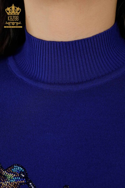 Großhandel Damen Strick Pullover Vogel gemustert dunkelblau - 16459 | KAZEE - 5