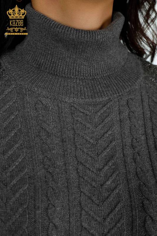 Großhandel Frauen Pullover Schulter Kristall Stein bestickt Grau-30097 / KAZEE