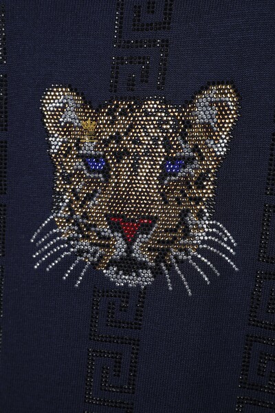 Großhandel für Damen strickwaren - Tiger bestickt - Gemustert - Stein bestickte Viskose - 16556 | KAZEE - Thumbnail