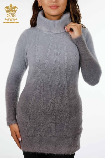 Großhandel Damen Strickwaren Tunika Farbverlauf Rollkragenpullover Langarm - 18795 | KAZEE - Kazee (1)