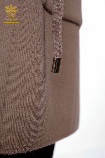 Großhandel Damen Strickweste - Bunte Blume bestickt Tasche - Lang - 16844 | KAZEE - 21