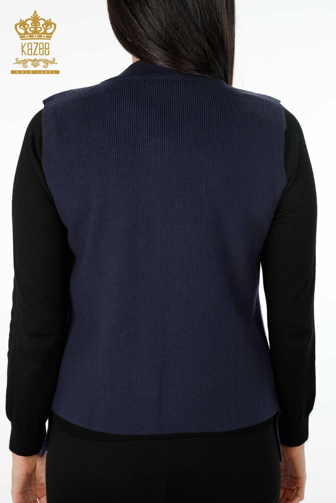 Großhandel Damen Strickweste - Kurz Blume bestickt - Stein bestickt - 16814 | KAZEE - 38