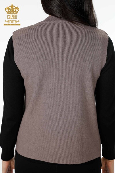 Großhandel Damen Strickweste Kurz Blume bestickt - Stein bestickt - 16836 | KAZEE - 16