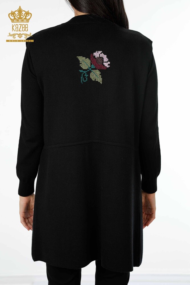 Großhandelsfrauen Strickwaren-Weste der - Tasche ausführlich - bunte Blume bestickt - 16812 | KAZEE - 13