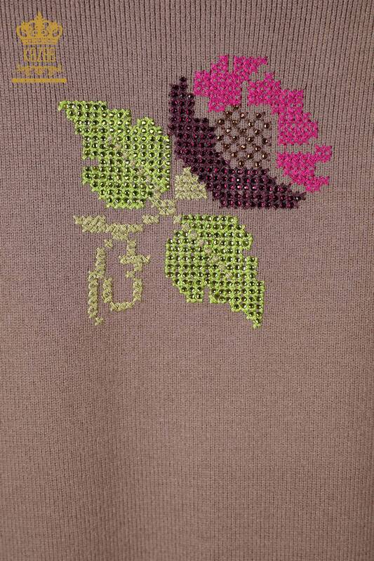 Großhandelsfrauen Strickwaren-Weste der - Tasche ausführlich - bunte Blume bestickt - 16812 | KAZEE