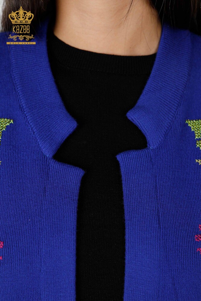 Großhandelsfrauen Strickwaren-Weste der - Tasche ausführlich - bunte Blume bestickt - 16812 | KAZEE - 26