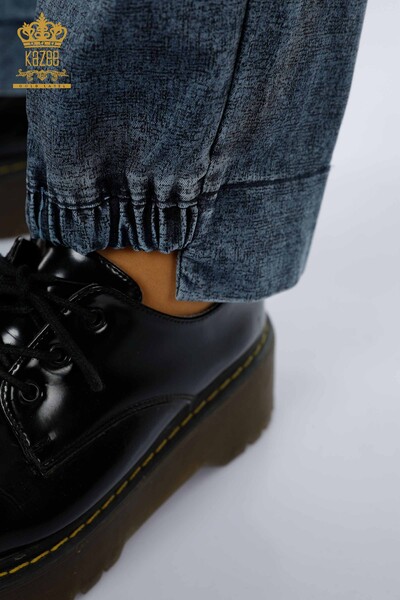 Großhandel Damenhose mit elastischem Bund - Taschen - Marineblau - 3501 | KAZEE - Thumbnail
