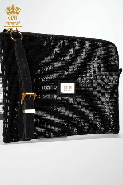Großhandel Damen Tasche - Kristall Stein Bestickt - Schwarz - 526 | KAZEE - Thumbnail
