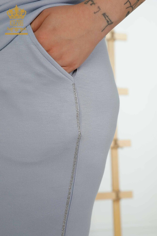 Großhandel Damen Trainingsanzug Set - Kapuzen pullover - Blau – 20392 | KAZEE - 8