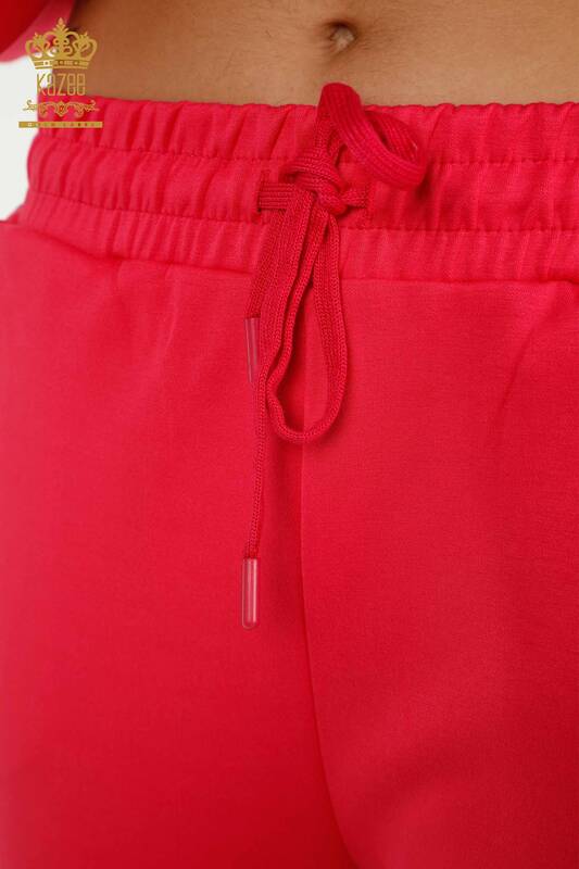 Großhandel Damen-Trainingsanzug-Set - Knopf detail - Fuchsia - 17551 | KAZEE