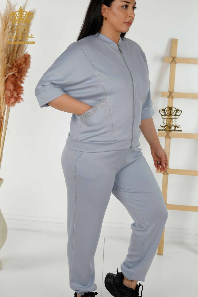 Großhandel Damen Trainingsanzug-Set - Kurzarm - Blau – 20393 | KAZEE - 7