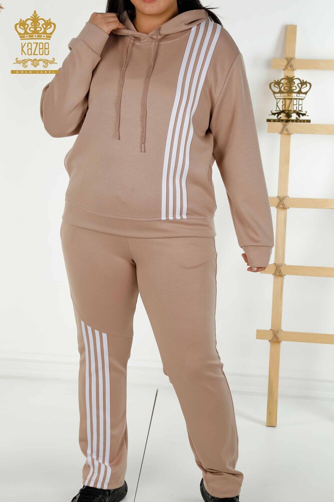 Großhandel Damen Trainingsanzug-Set - Mit Kapuze - Dunkelnerzweiß - 17569 | KAZEE - 2