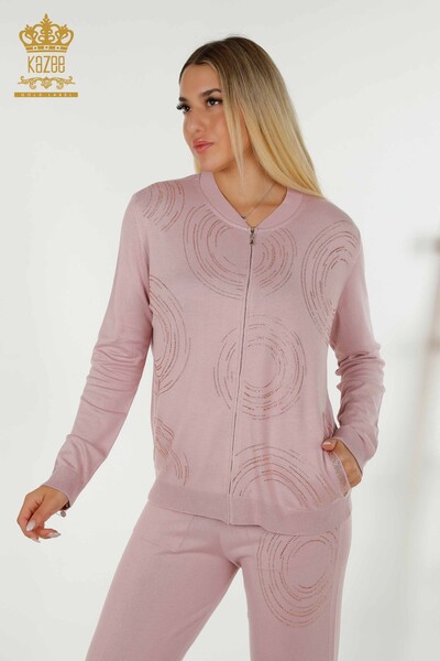 Großhandel Damen-Trainingsanzug-Set - Reißverschluss - Puder - 16276 | KAZEE - 2