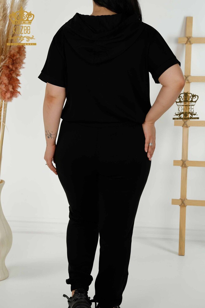 Großhandel Damen-Trainingsanzug-Set - Reißverschluss - Schwarz – 20387 | KAZEE - 13