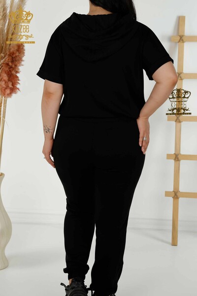 Großhandel Damen-Trainingsanzug-Set - Reißverschluss - Schwarz – 20387 | KAZEE - 13