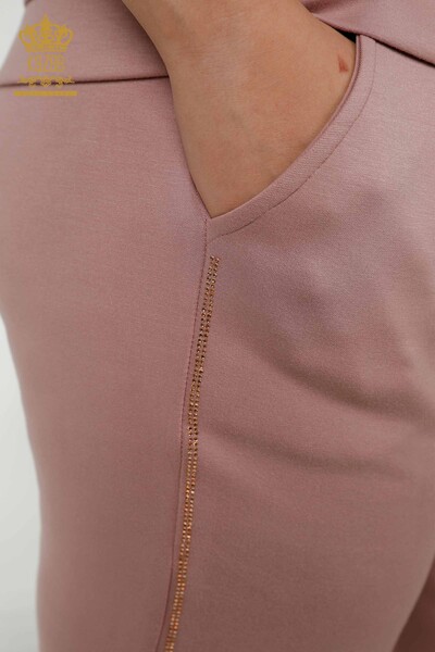 Großhandel Damen-Trainingsanzug-Set - Schulter detail - Dried Rose – 20397 | KAZEE - Thumbnail