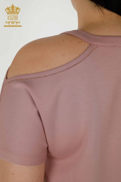 Großhandel Damen-Trainingsanzug-Set - Schulter detail - Dried Rose – 20397 | KAZEE - Thumbnail