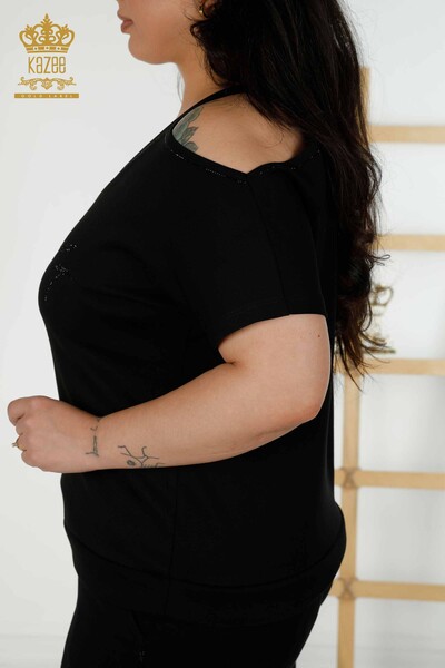 Großhandel Damen-Trainingsanzug-Set - Schulter details - Schwarz – 20397 | KAZEE - 8