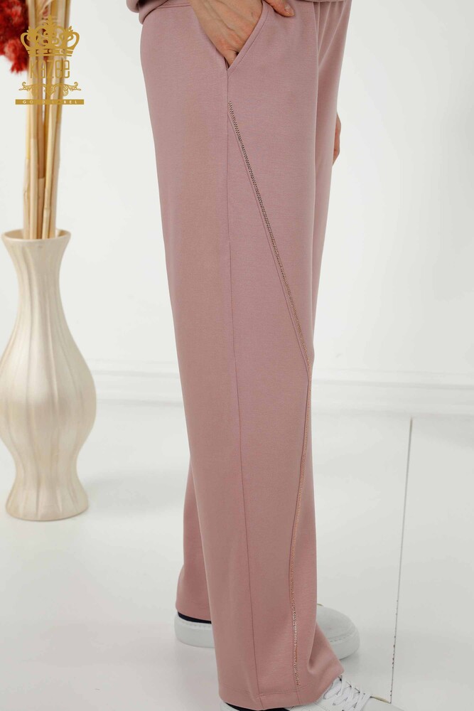 Großhandel Damen-Trainingsanzug-Set - Stein Bestickt - Rose - 17549 | KAZEE - 12