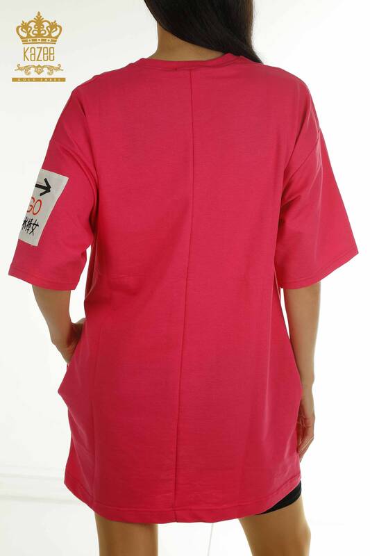 Großhandel Damen-Tunika - Taschen details - Rosa - 2402-231019 | S&M