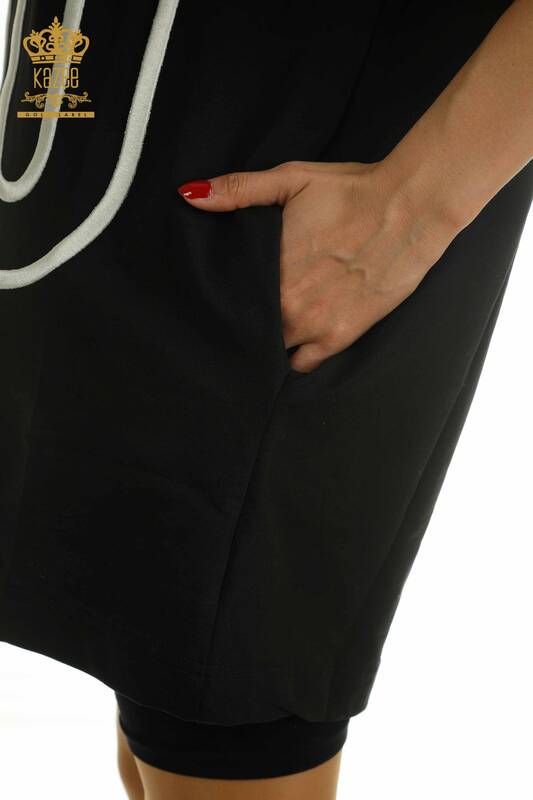 Großhandel Damen-Tunika - Taschen Details - Schwarz - 2402-231019 | S&M