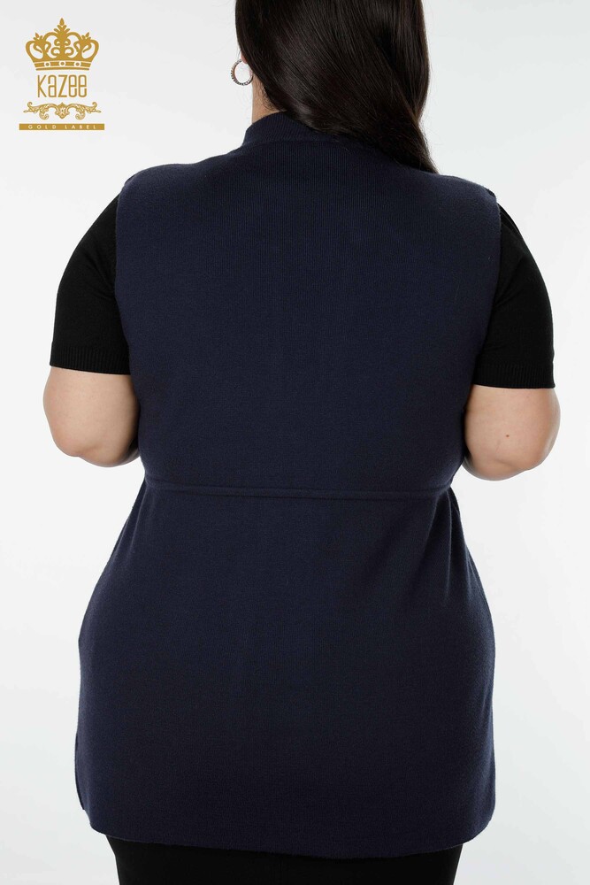 Großhandel Damen Weste - Blumen muster - Marineblau - 16804 | KAZEE - 8