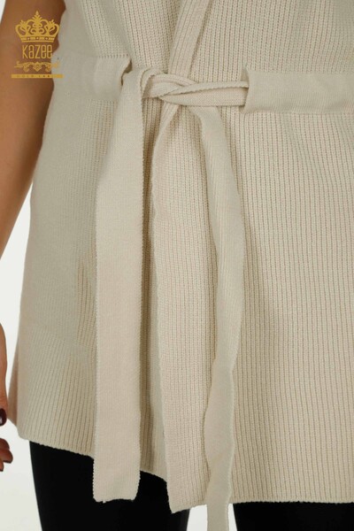 Großhandel Damen Weste - mit Kordel - Beige - 30410 | KAZEE - 6