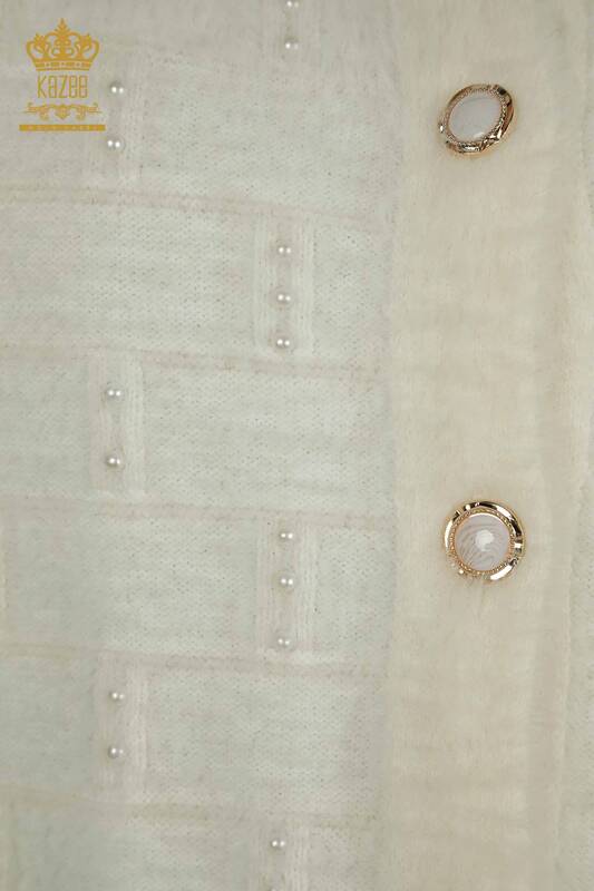 Großhandel Damen Weste - Perlen detailliert - Ärmellos - Ecru - 30739 | KAZEE