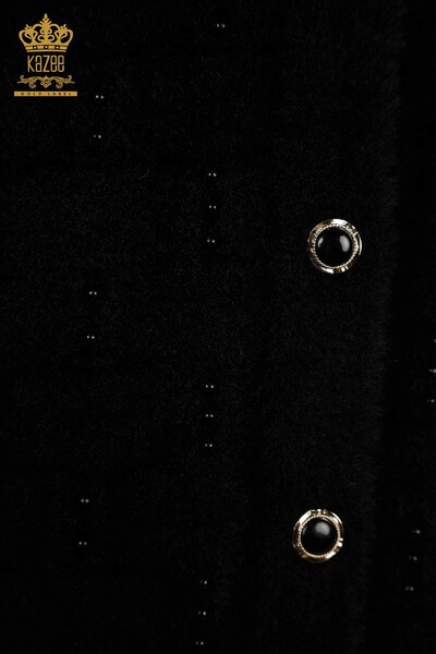 Großhandel Damen Weste - Perlen detailliert - Ärmellos - Schwarz - 30739 | KAZEE - Thumbnail