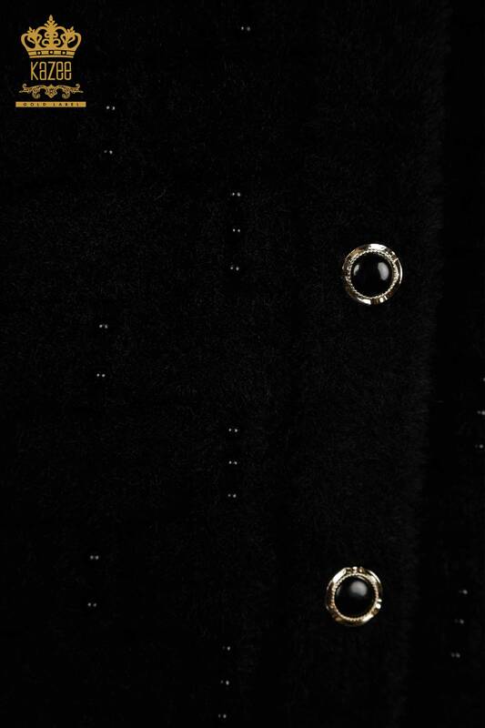 Großhandel Damen Weste - Perlen detailliert - Ärmellos - Schwarz - 30739 | KAZEE
